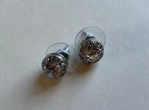 Silver Faux Diamond Stud Earrings Jewelry thumbnail 1