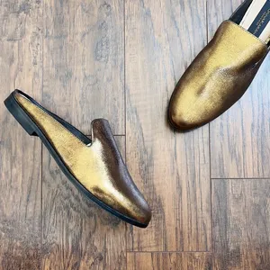 Donna Karan • Mott Mule leather backless loafer Bronze gold metallic slide thumbnail 4