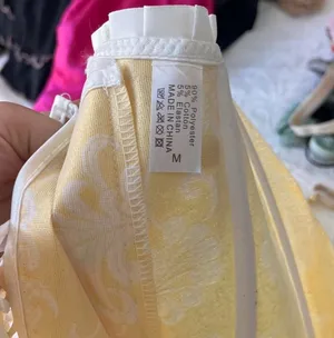 Vintage lace up Corset in yellow and white thumbnail 3