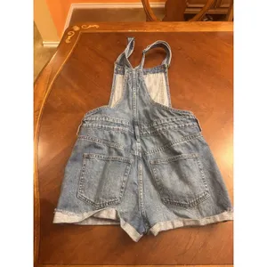 Madewell Adirondack Short Overalls in Dawkins Wash Blue Sz S thumbnail 13