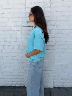 Vtg 90s fresh produce Blue cotton t-shirt with graphic tulips Size L #grandmacore #oversized thumbnail 3