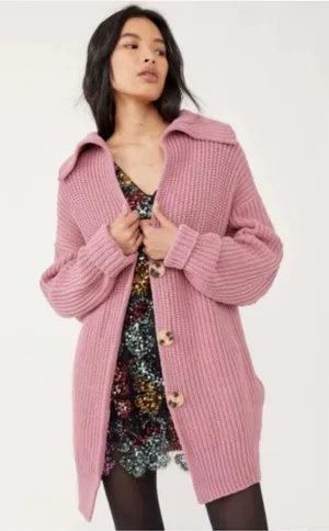 Free People Swim Too Deep Cardigan in Smoked Pink Size XS thumbnail 1