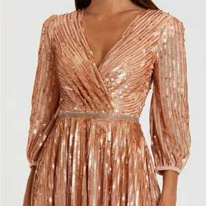 Mac Duggal 5509 SEQUINED WRAP OVER 3/4 SLEEVE GOWN thumbnail 4