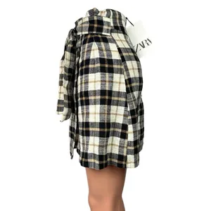NEW Zara Black White Plaid Paperbag Tie Belt Preppy Checkered Wrap Mini Skirt XS thumbnail 2