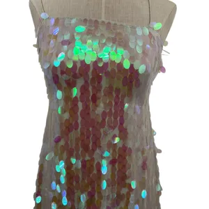 Free People Mermaid‎ Mini Dress Sequin Iridescent Cream White Pink Size 2 thumbnail 5