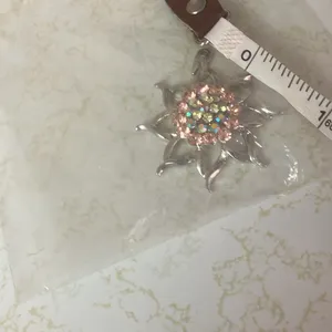 FINAL MARKDOWN Silver and Pink Floral Pendant thumbnail 2
