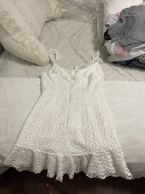 Selfie Leslie Shenay Ruffle Strap Embroidered Mini Dress White thumbnail 4