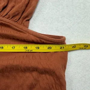 Madewell Crinkle Knit Button Front Crop Top Women’s Large Rust Orange thumbnail 6