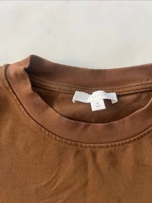 All:Row Thick Cotton Crewneck Boxy Everyday Tee Shirt in Warm Brown S $68 thumbnail 4
