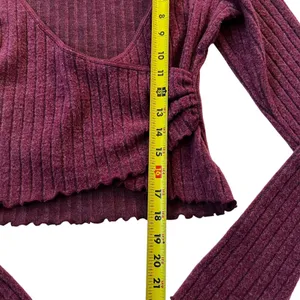 Out From Under Maroon Rib Wrap Crop Top Women Medium Size NWOT | 63-18 thumbnail 5