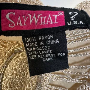 SayWhat? Womens Crochet Knit Camisole‎ Gold Beaded V-Neck Lined Tank Top Large thumbnail 6
