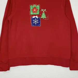 Holiday Editions Embroidered Christmas Women’s Red Sweater, Sz Small thumbnail 4