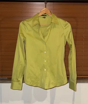 Theory Women's Lime Green Button-Down Shirt thumbnail 1