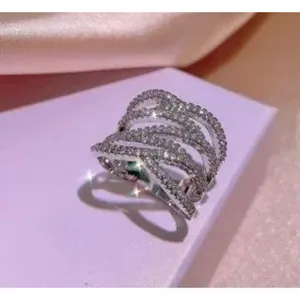 Iced‎ Multi Layer Simulated Diamond Adjustable Ring | 925 Sterling Silver thumbnail 7
