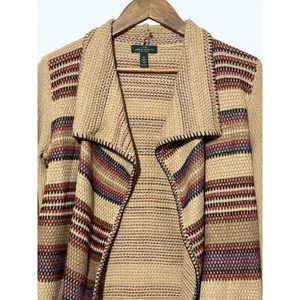 Lauren Ralph Lauren Jeans · Small · Striped Waterfall Draped Cotton Cardigan thumbnail 3