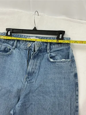 Zara High-Rise Straight Jeans - Light Blue Wash 035 thumbnail 5