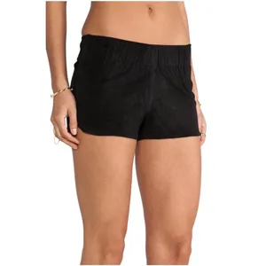 Hudson Siouxsie Dolphin Suede Leather Stretch Shorts Black S Small Lamb Nubuck thumbnail 10