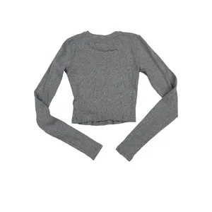 Aritzia Tna - Round Neck Long Sleeve Ribbed Top in Gray thumbnail 3