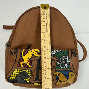 Cotton On‎ Harry Potter Hogwarts Crest Brown Faux Leather Mini Backpack Bag thumbnail 4