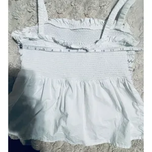 Old‎ Navy Womens White Smocked Babydoll Camisole Top Blue Embroidery Small thumbnail 10