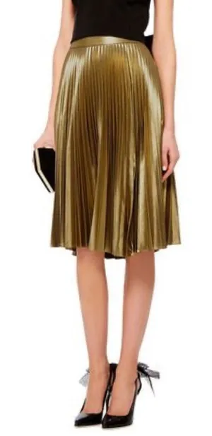 A.L.C. Gates Gold Pleated Skirt 0 thumbnail 1