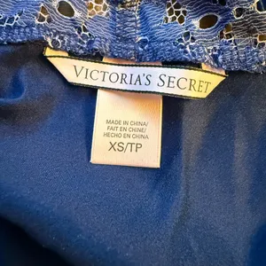 Victorias Secret Blue Satin Lace Trim Chemise Nightie Slip Dress Size XS thumbnail 4