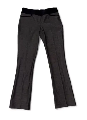 Express Women's Gray Boot Cut Stretch Pants with Black Waist Detail thumbnail 1