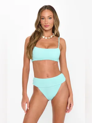 New show me your mumu del rey swim bottoms size large L jelly mint scrunch blue thumbnail 3