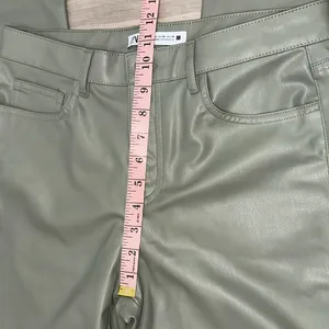 Zara faux leather sage high waisted pants size medium thumbnail 6