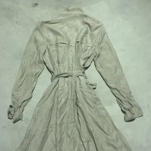 Abercrombie & Fitch Classic Long Cotton Trench Coat Beige Women's SZ Large Y2K thumbnail 7