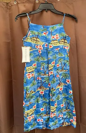Mirrors Vintage Tropical print blue dress front tie NWT thumbnail 2
