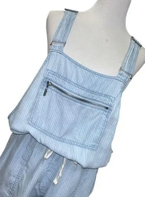 Lovestitch pinstripe short overalls L thumbnail 1