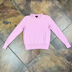 J. Crew Women’s Pink Ruffle Mock Turtleneck Sweater XS thumbnail 3