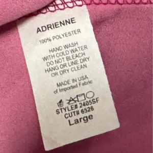 ADRIENNE Fuchsia Two Tone V neckline Racerback Shimmery Loose Fit Blouse Size L thumbnail 5