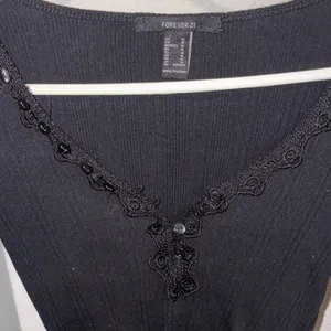 Forever 21 Black Ribbed V-Neck Top thumbnail 3