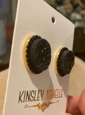 Kinsley Armelle Enchantment Collection - Raven Stud Druzy Earings thumbnail 3