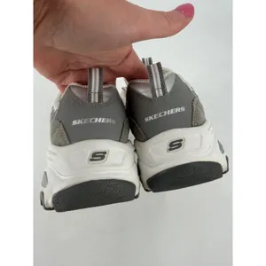 Skechers D'Lites Sneakers Womens 8 Gray White Memory Foam Walking Shoes Retro thumbnail 4