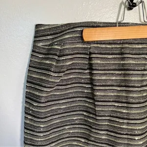 Mossimo Women's Size 12 A-Line Tweed Skirt Black Lime Green Metallic Lined Zip thumbnail 2