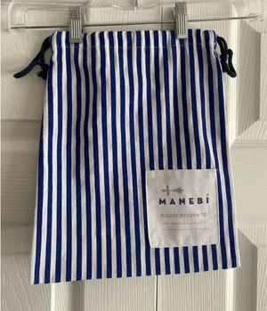 Manebi Bag Canvas Blue Striped Duster Bag Travel on Go‎ -Set of Two Drawstring thumbnail 1