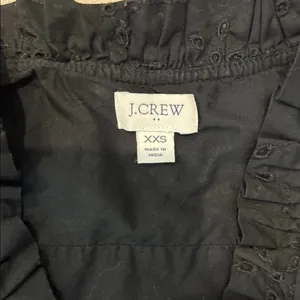 J. Crew Black Eyelet Ruffle Sleeve Blouse {XXS} thumbnail 2