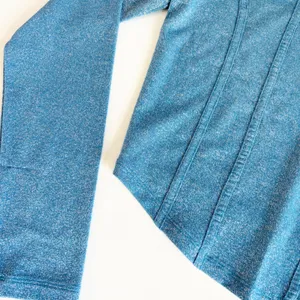 Hollister Womens Blue Metallic Shimmer Corset Seam Y2K Glam Long Sleeve Top‎ M thumbnail 3