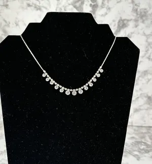 Vintage Art Deco Style Cubic Zirconia Crystal‎ Rhinestone Cocktail Necklace thumbnail 1