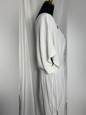 Kona Sol White Embroidered V-Neck Swim beach Cover-Up Tunic Large NWOT thumbnail 8