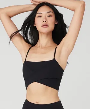 Alo Yoga Airbrush Enso Black Cool Crossover Bra thumbnail 1