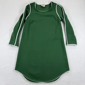 Tuckernuck Green Long Sleeve‎ CrewNeck Dress XXS Piping Trim workwear thumbnail 1
