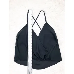 Nicki Minaj Black Spaghetti Strap Draped Flowy Crop Top Size XS‎ thumbnail 3
