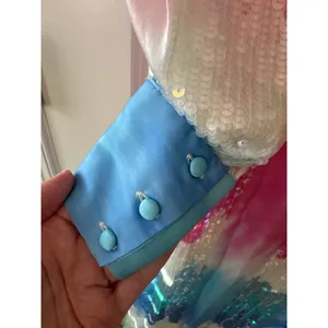 Retrofête Pastel Rainbow Sequin Dessa Maxi Dress‎ XS Long Sleeve Button Front thumbnail 10