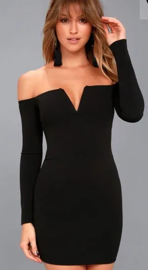 Black Off The Shoulder Mini Dress thumbnail 1