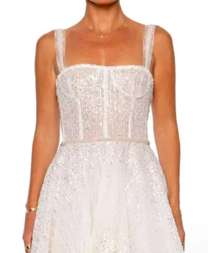 Bronx and Banco NWT Mademoiselle Bridal Midi Dress in White. thumbnail 6
