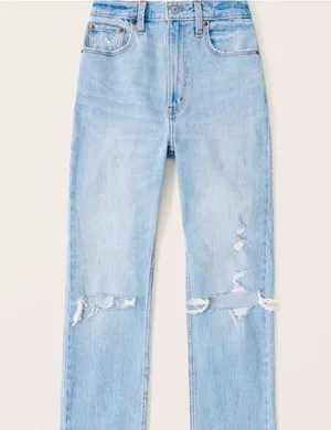 Abercrombie & Fitch the ankle straight ultra high rise distressed jeans thumbnail 1
